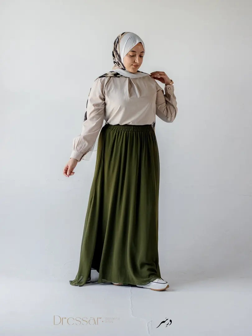Olive Chiffon Skirt | جيبة شيفون زيتوني