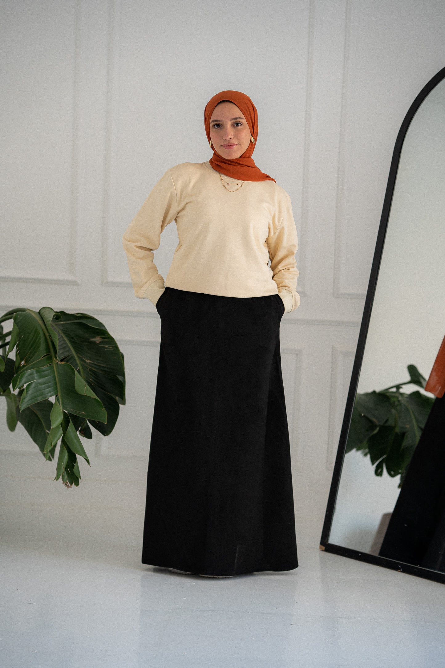 Black suede check skirt