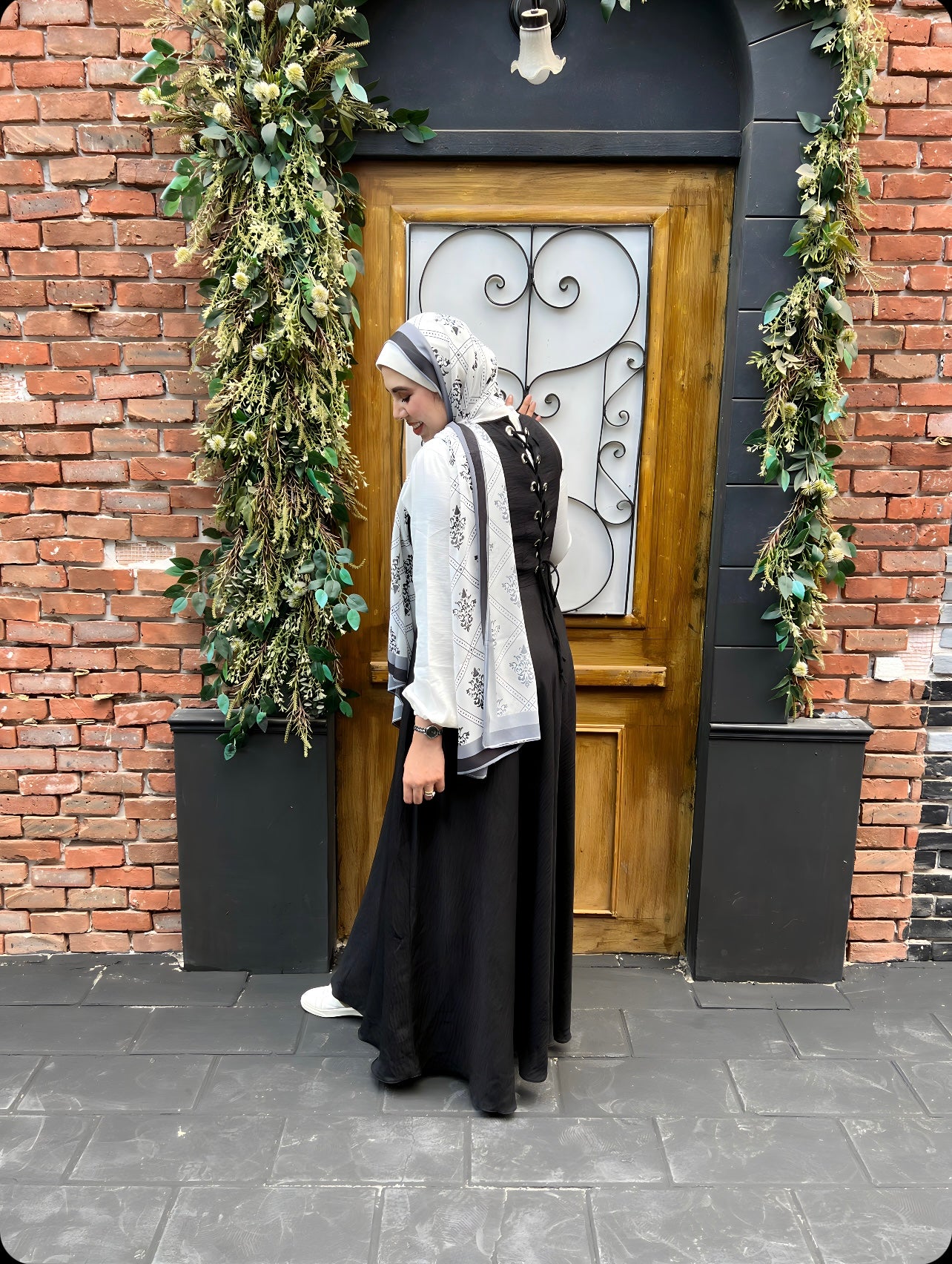 Black square dress