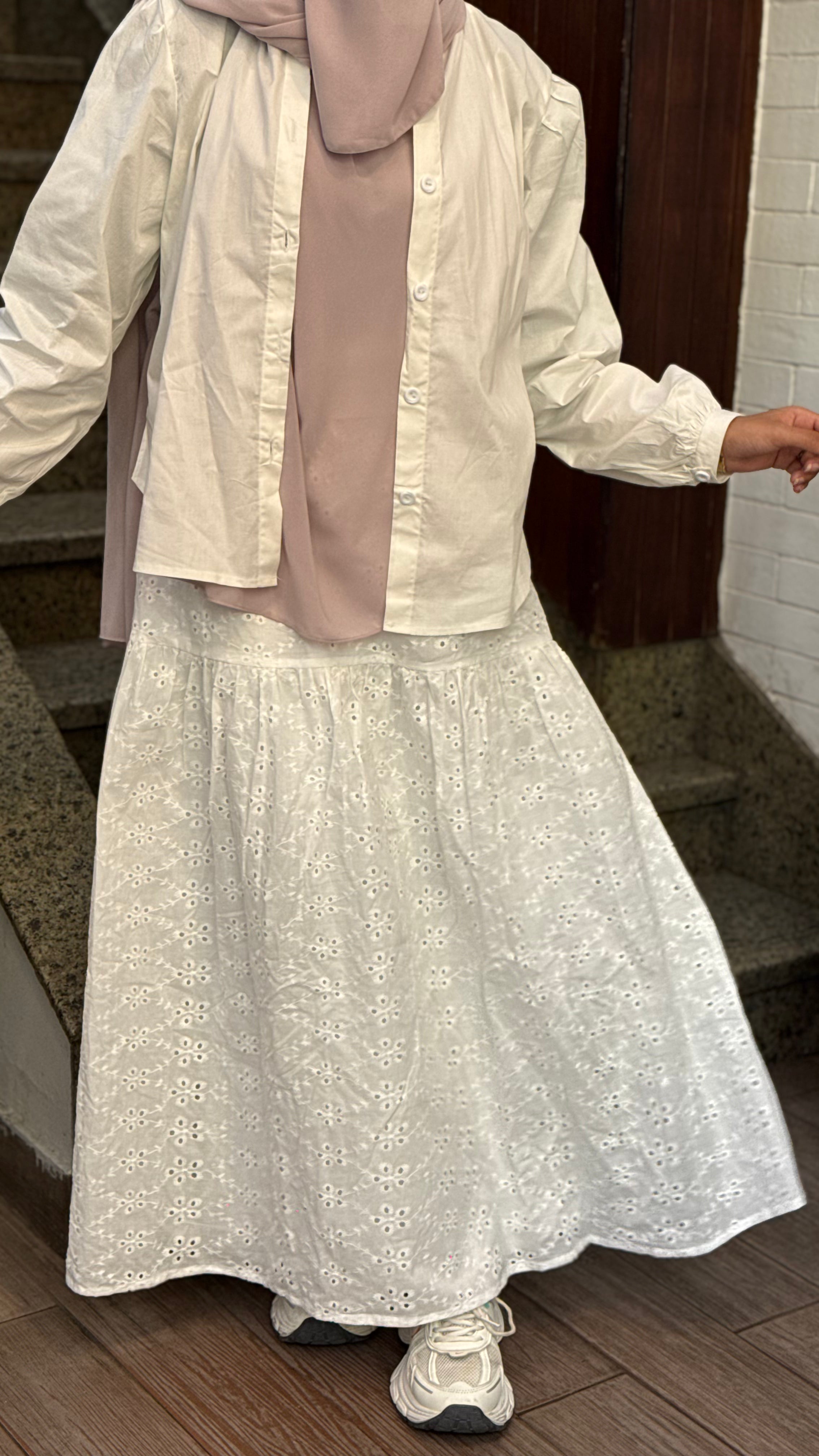 White Puff Sleeve High-Waist Blouse