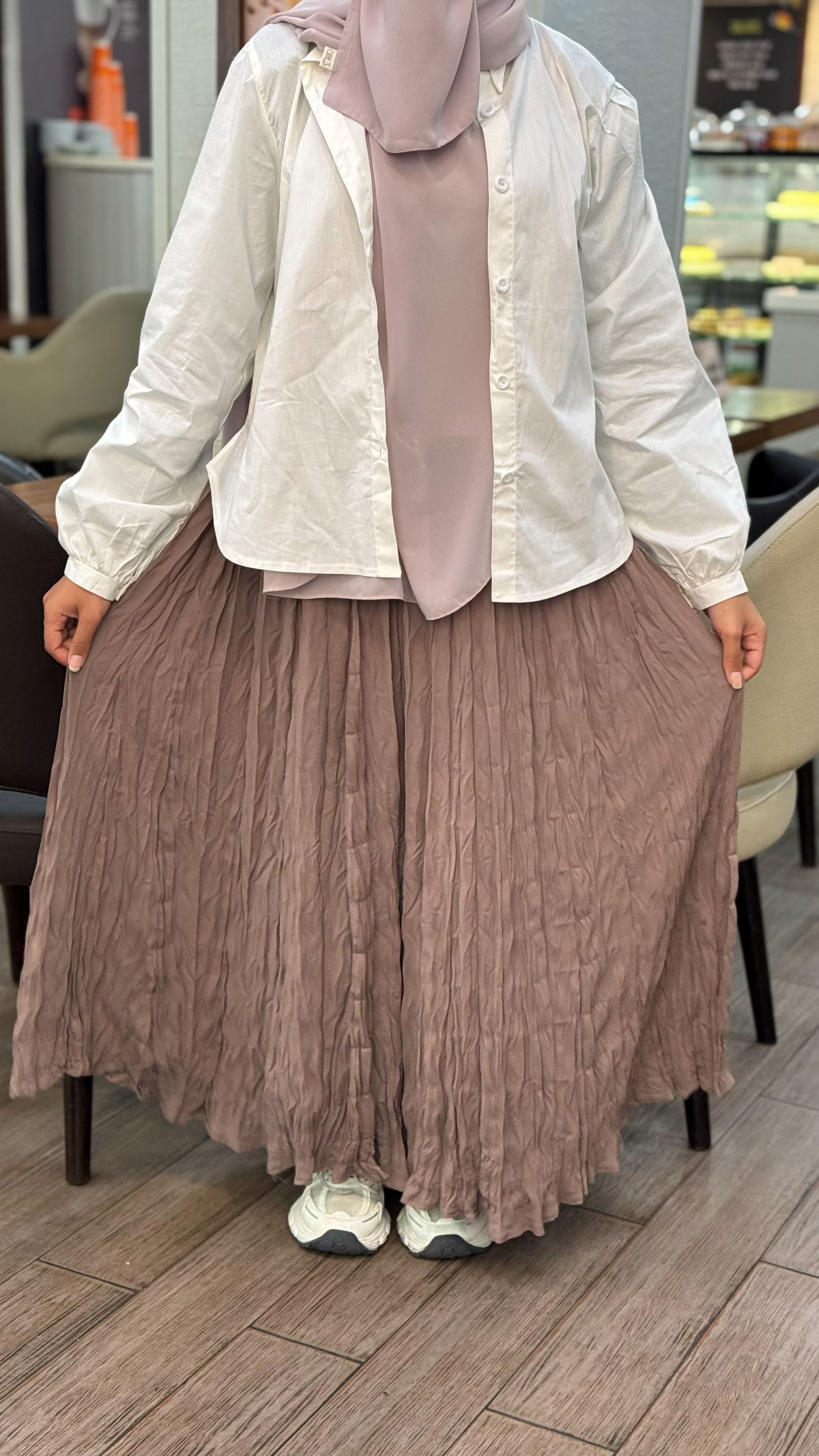 Crinkled Pleated Maxi Skirt