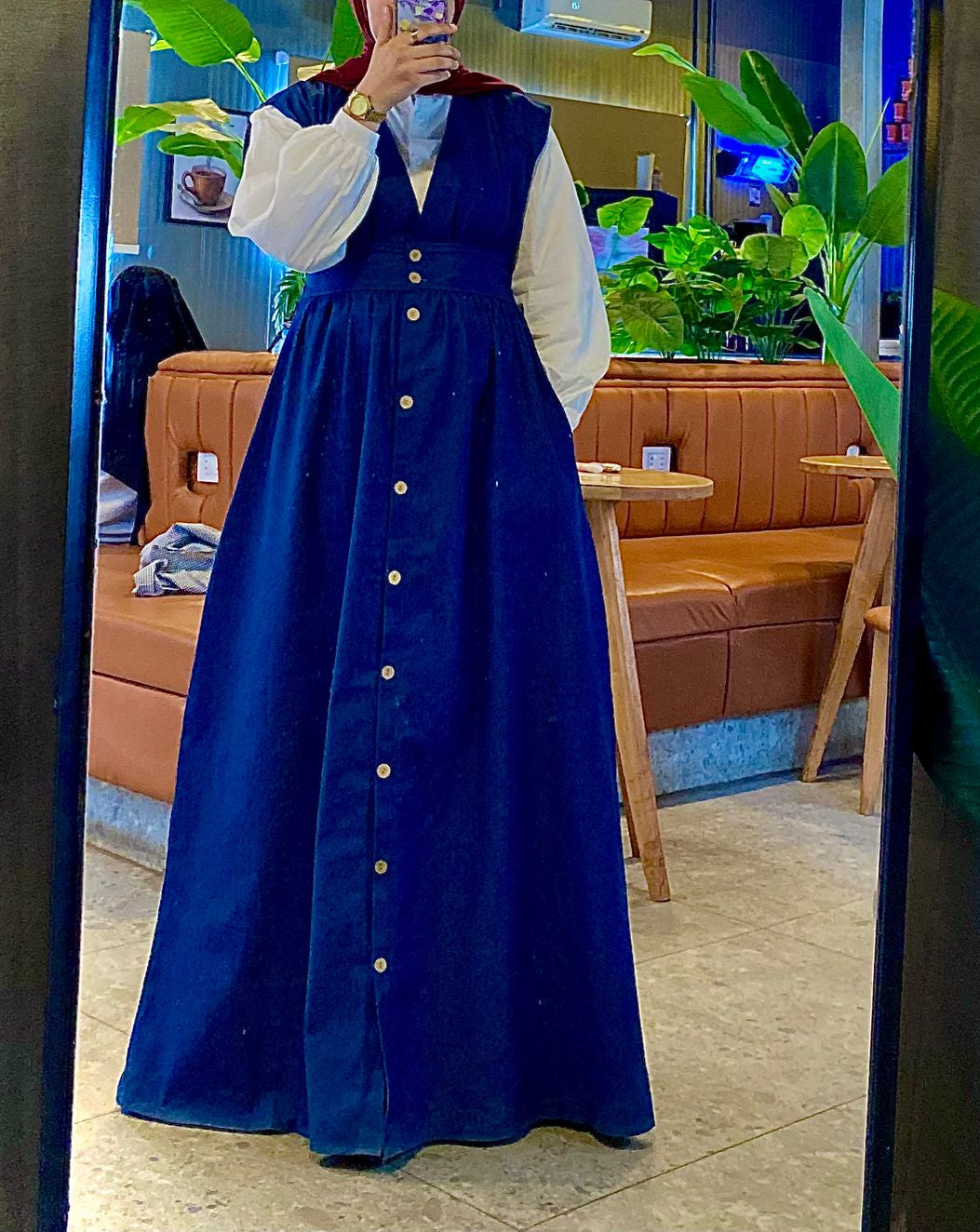 Denim Wrap Maxi Dress (V-Neck)