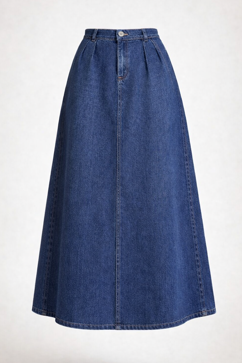 تنورة جينز مطوية