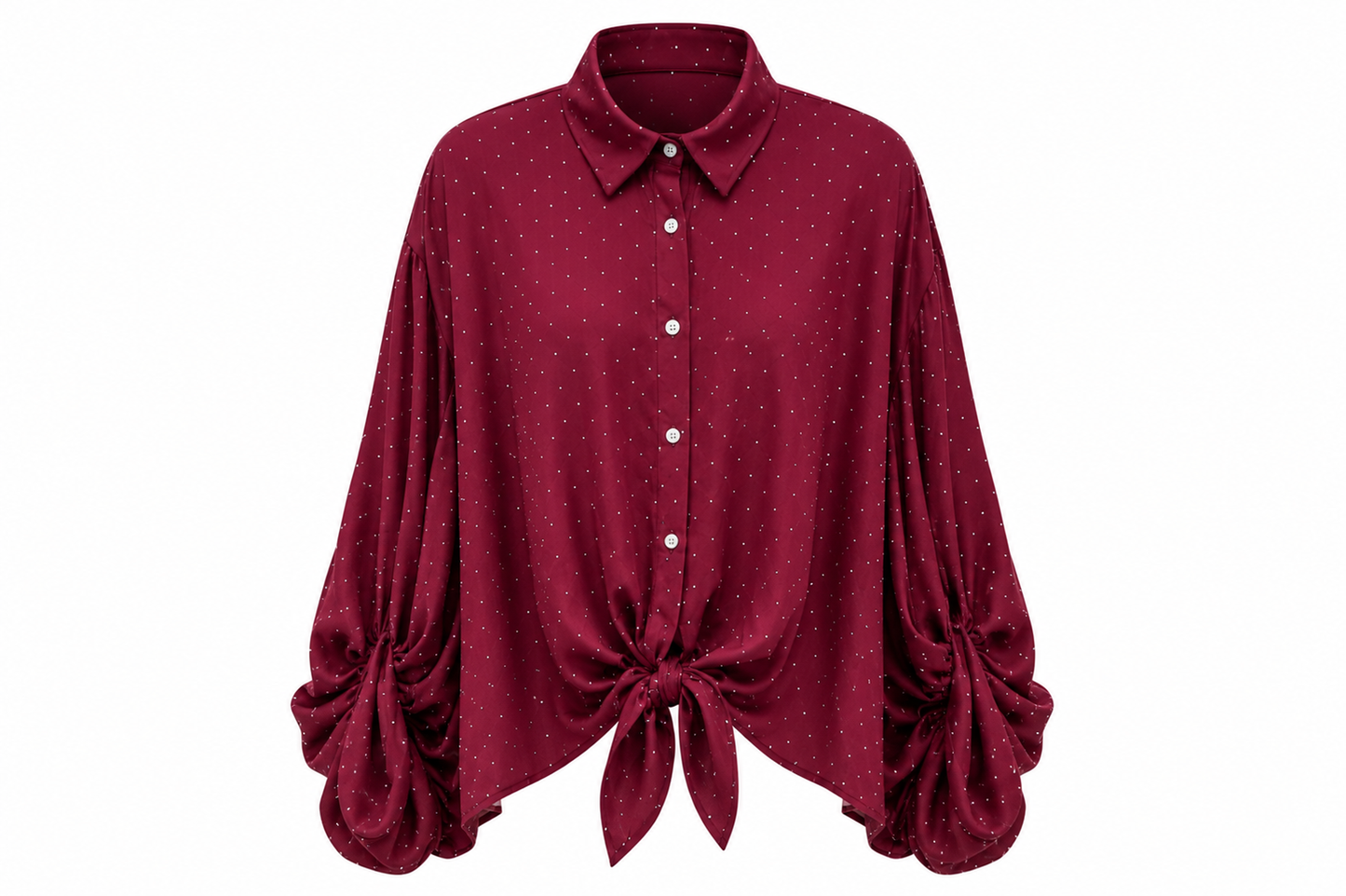 Polka Dot Tie-Front Blouse