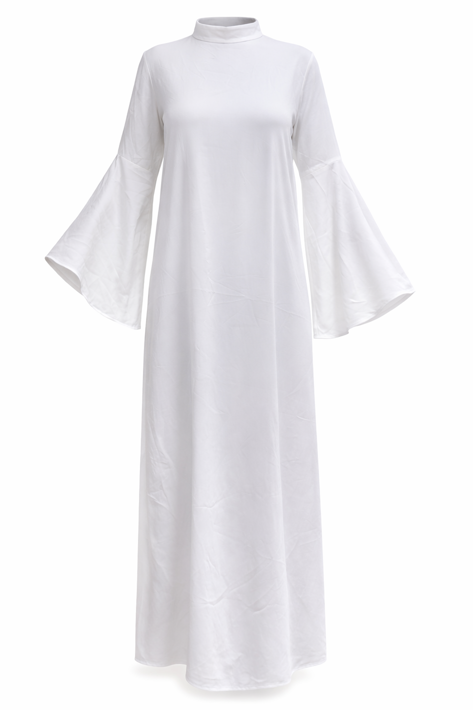 Off-White Basic Dress with Wide Sleeves