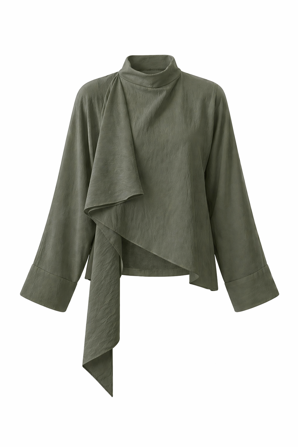 Olive blouse with a shoulder shawl