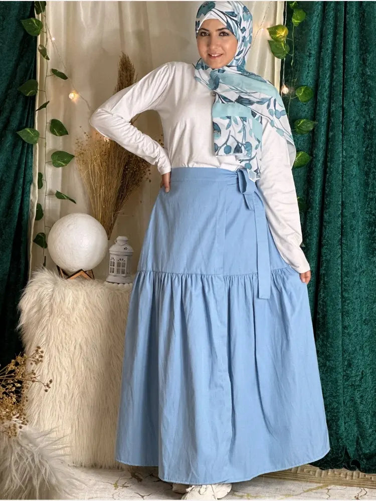 Baby blue wrap Jeans skirt