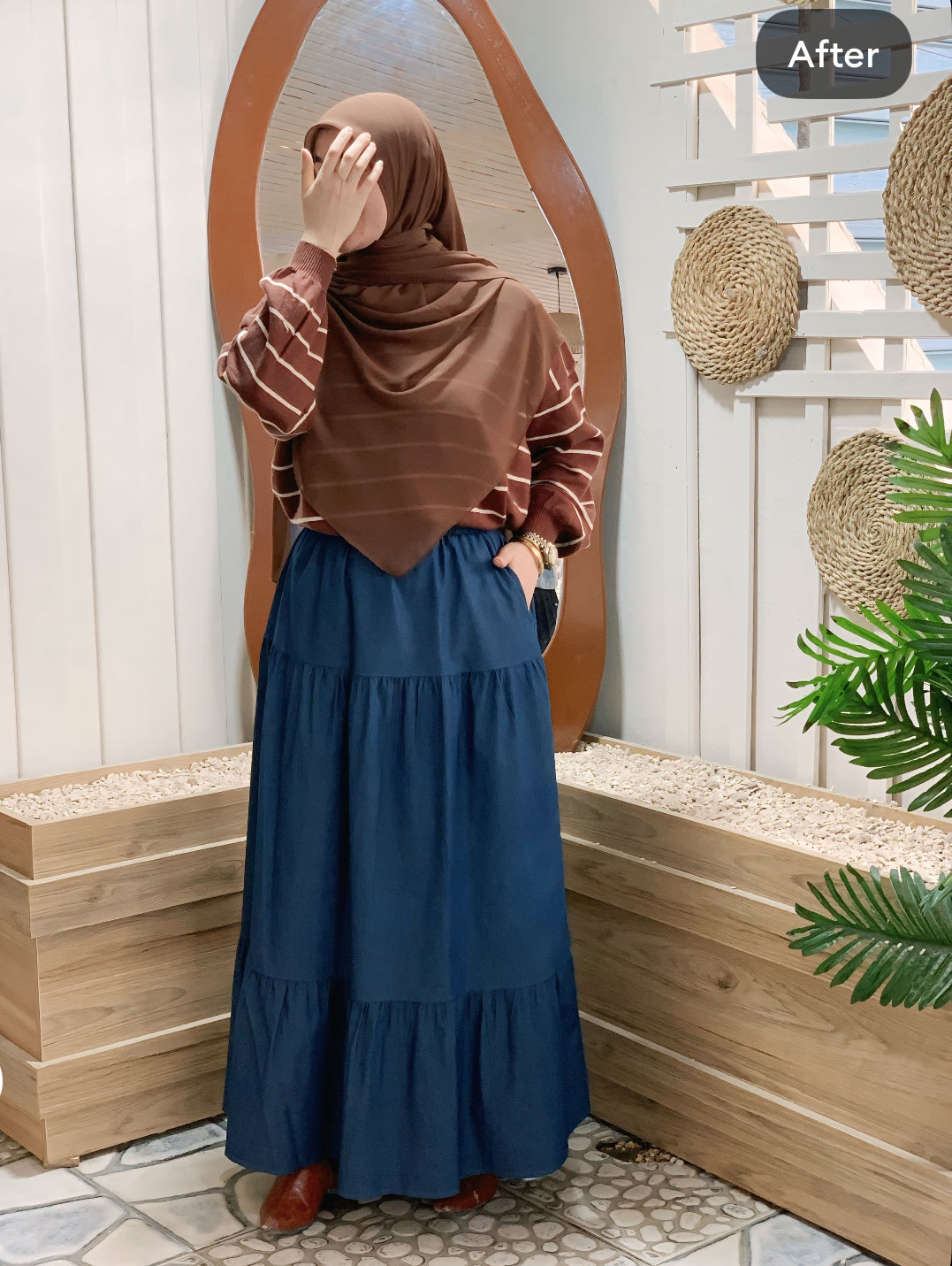 Sky Layers Denim Skirt