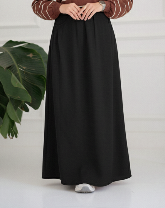 Noir Flow Maxi Skirt
