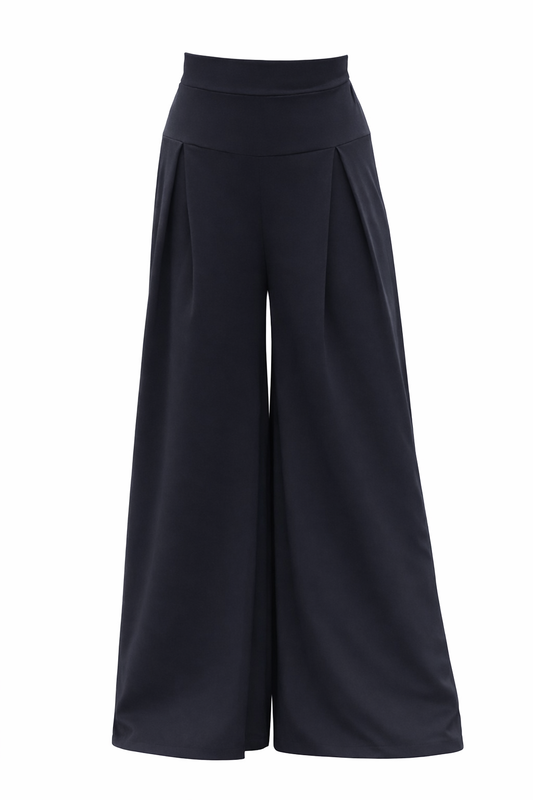 Black Skirt Pants with Two Pleats