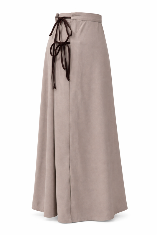 Beige Skirt with Side Ties