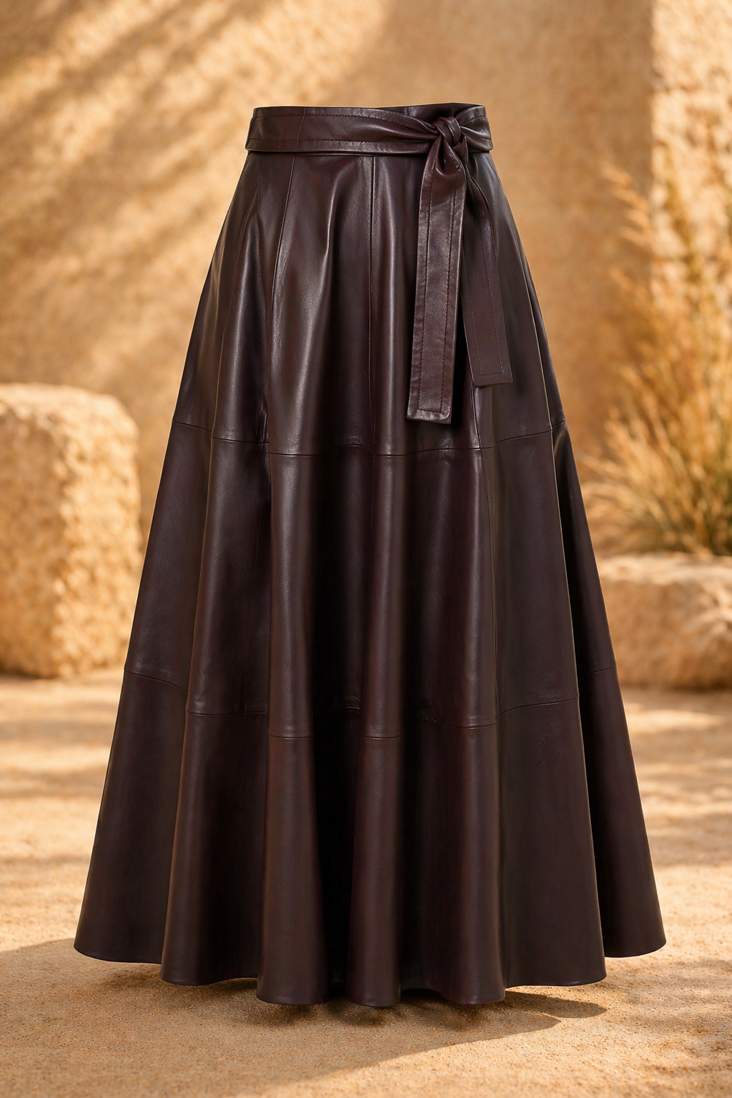 Brown leather skirt