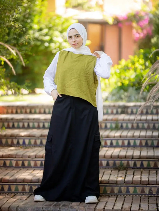 Black gabardine skirt