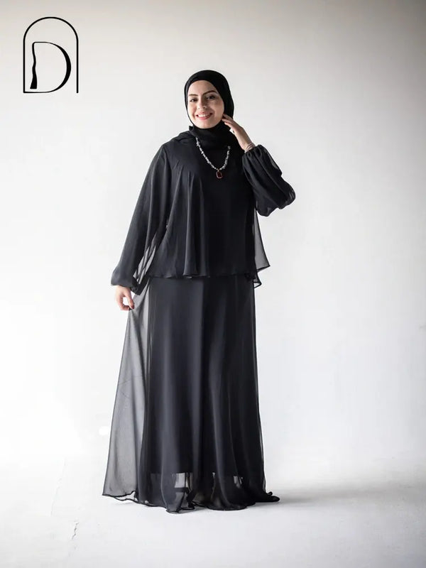 Black Chiffon Two-Piece Set | طقم شيفون أسود