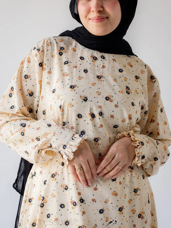 Beige Patterned Dress | فستان بيج منقّش