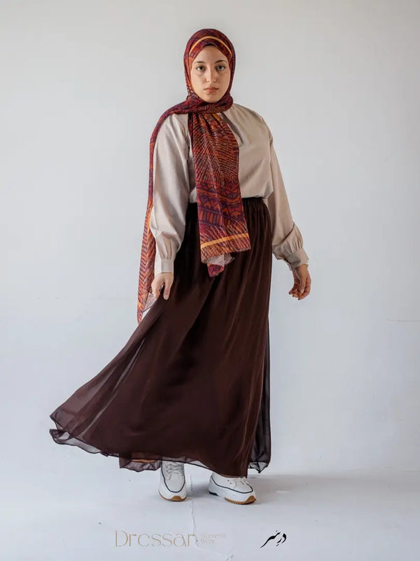 Brown Chiffon Skirt | جيبة شيفون بنية