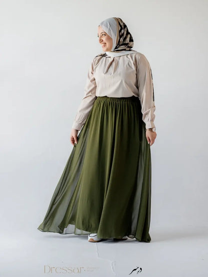 Olive chiffon skirt