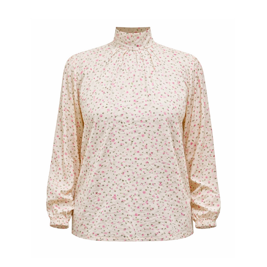 Beige blouse with orange floral