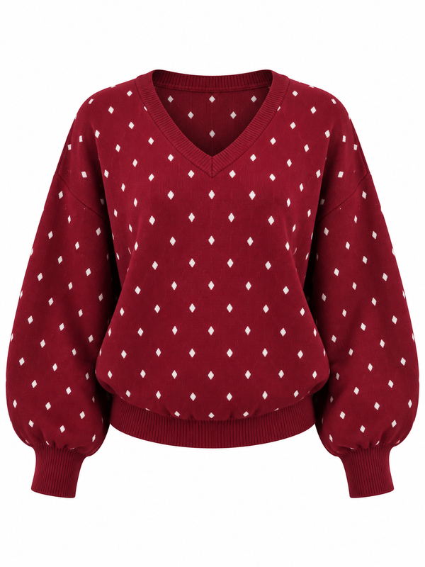 Dotted V-Neck Sweater