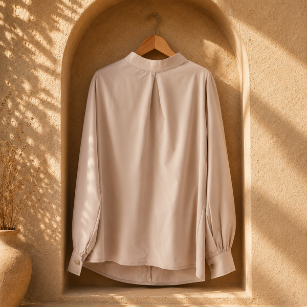 Soft Café Blouse | بلوزة بيج محتشمة