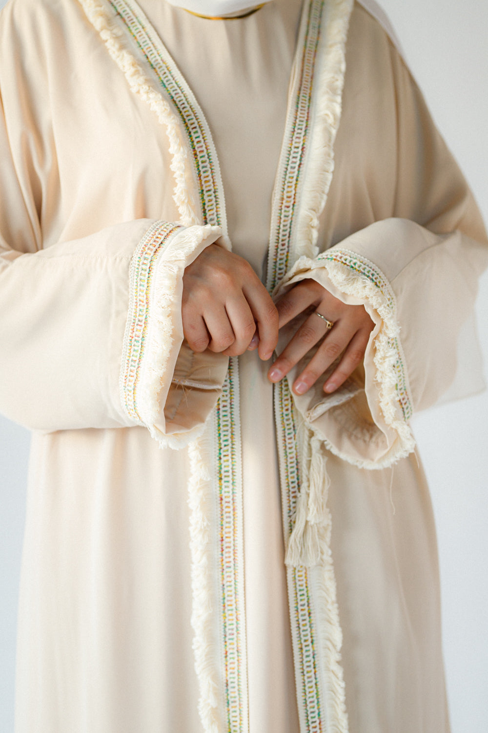 Beige abaya with cardigan