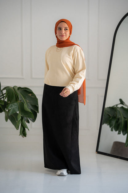 Black suede check skirt