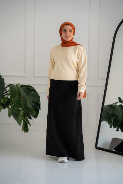 Black suede check skirt