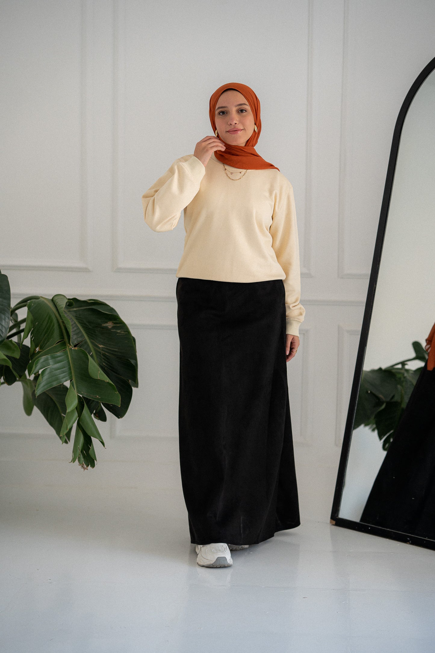 Black suede check skirt