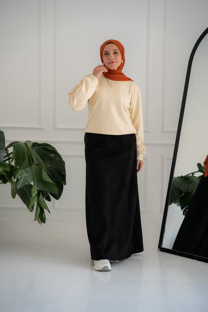 Black suede check skirt