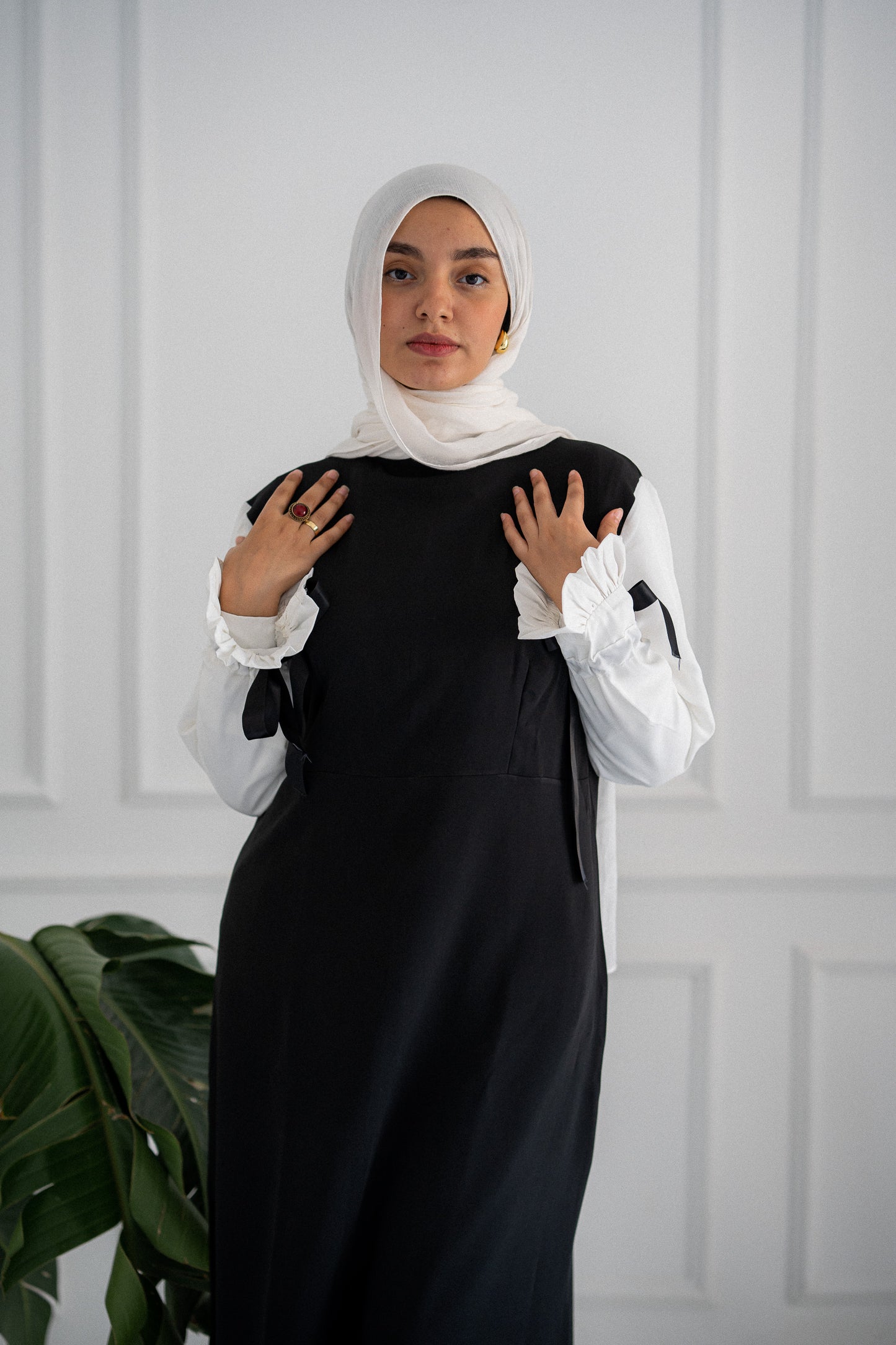 Royal dress with wide sleeves