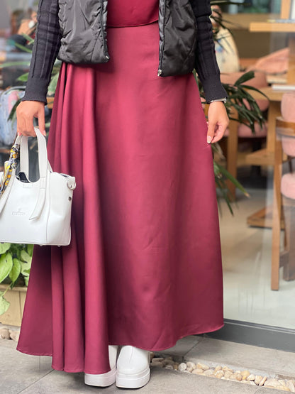 Burgundy cloche skirt