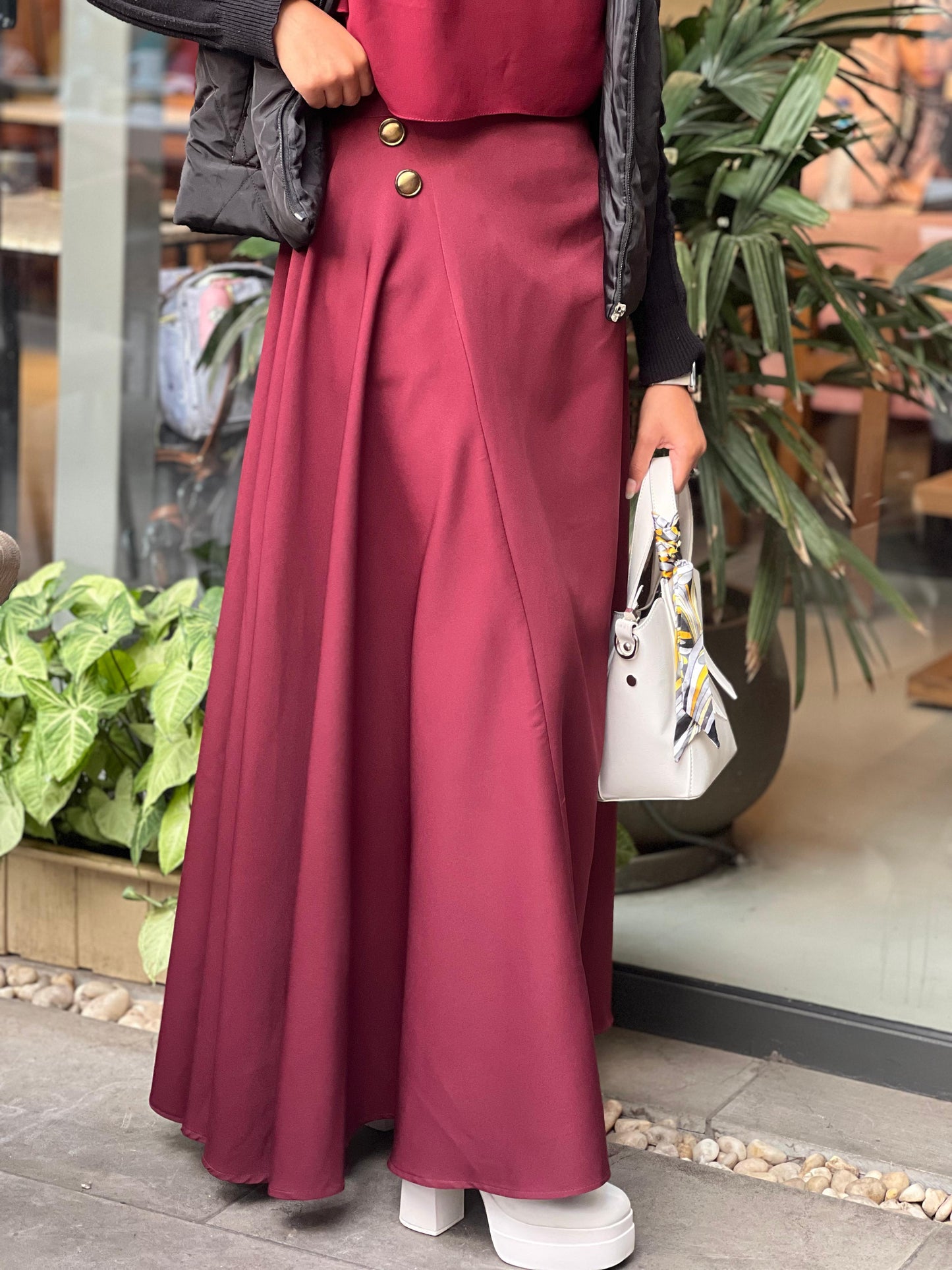 Burgundy cloche skirt