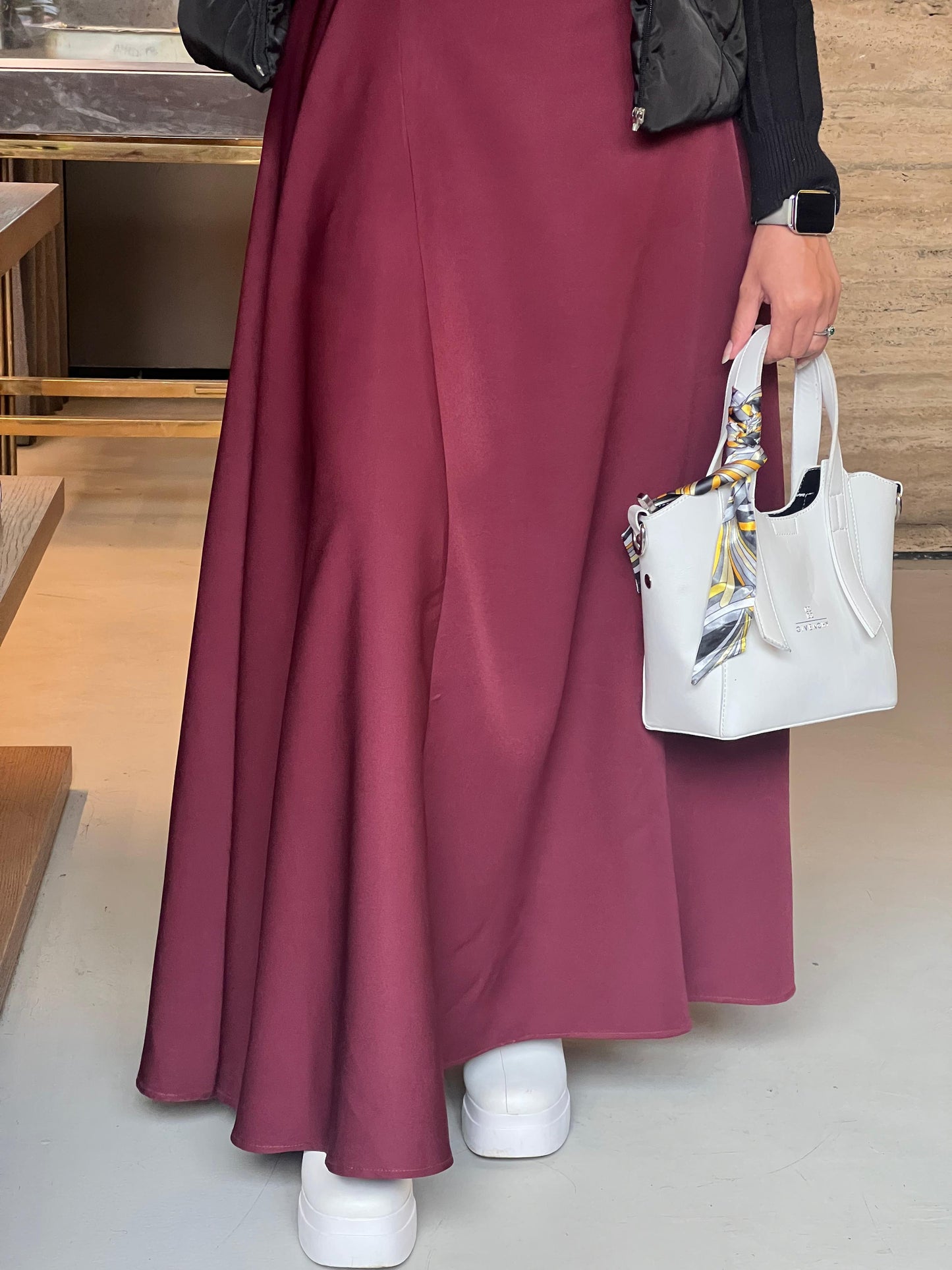 Burgundy cloche skirt