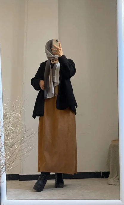 Brown suede  skirt