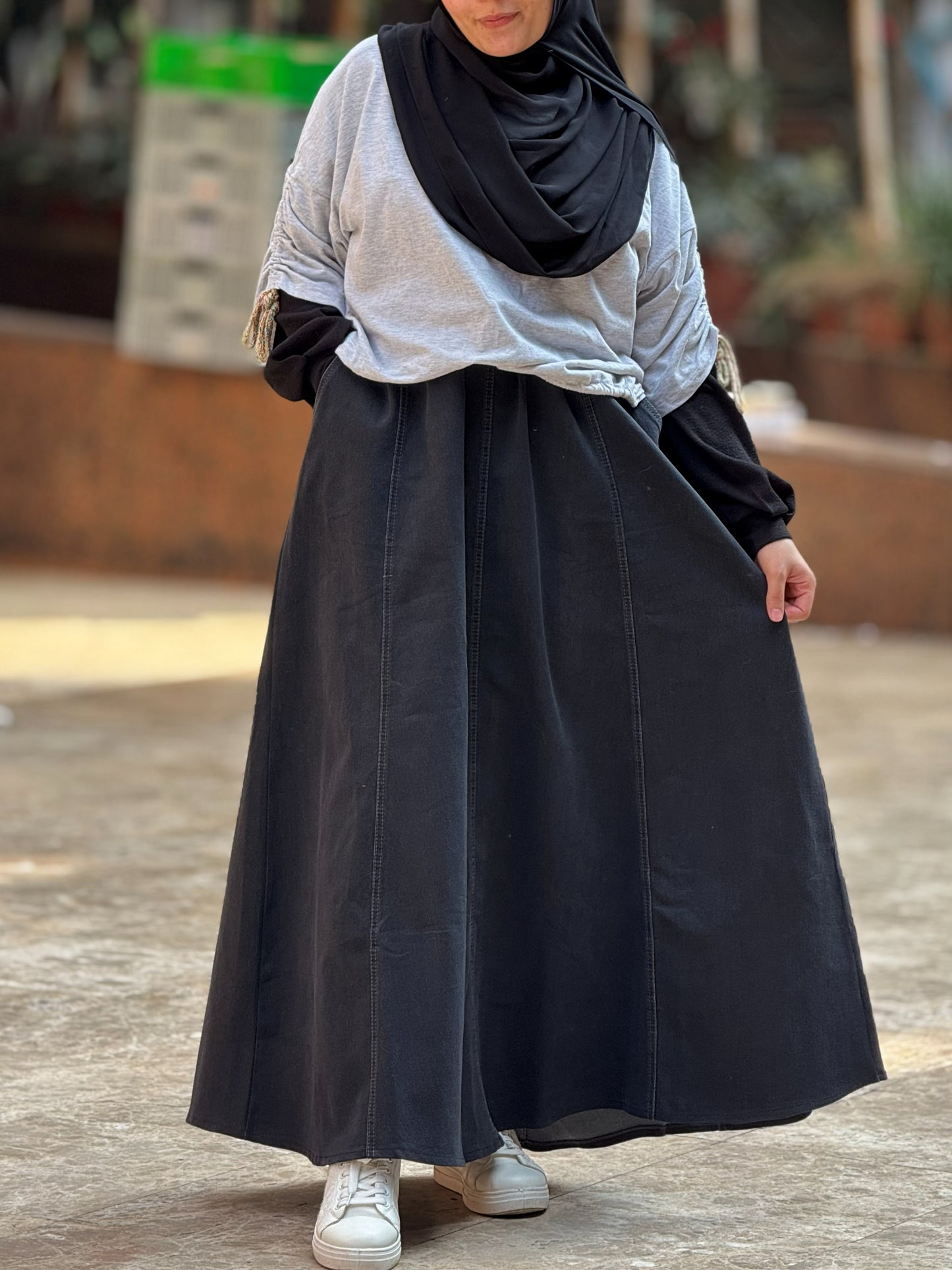 تنورة جينز كلوش سوداء