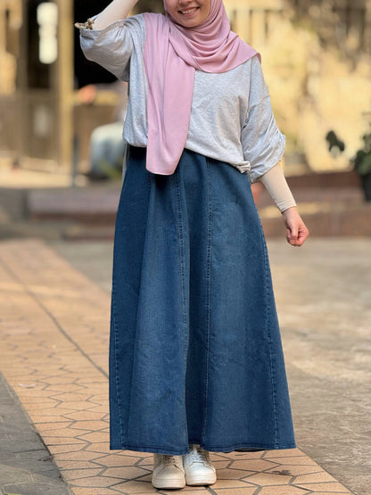 تنورة جينز بقصة جرس