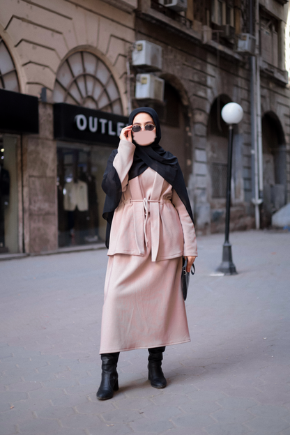 Beige basic suit with vest