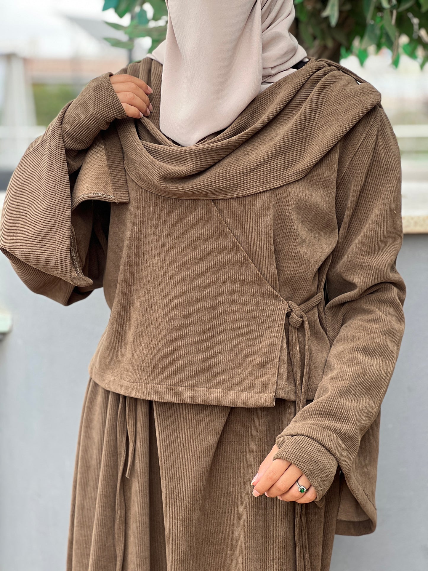 Ribbed Cotton Two-Piece Set | طقم قطن محتشم