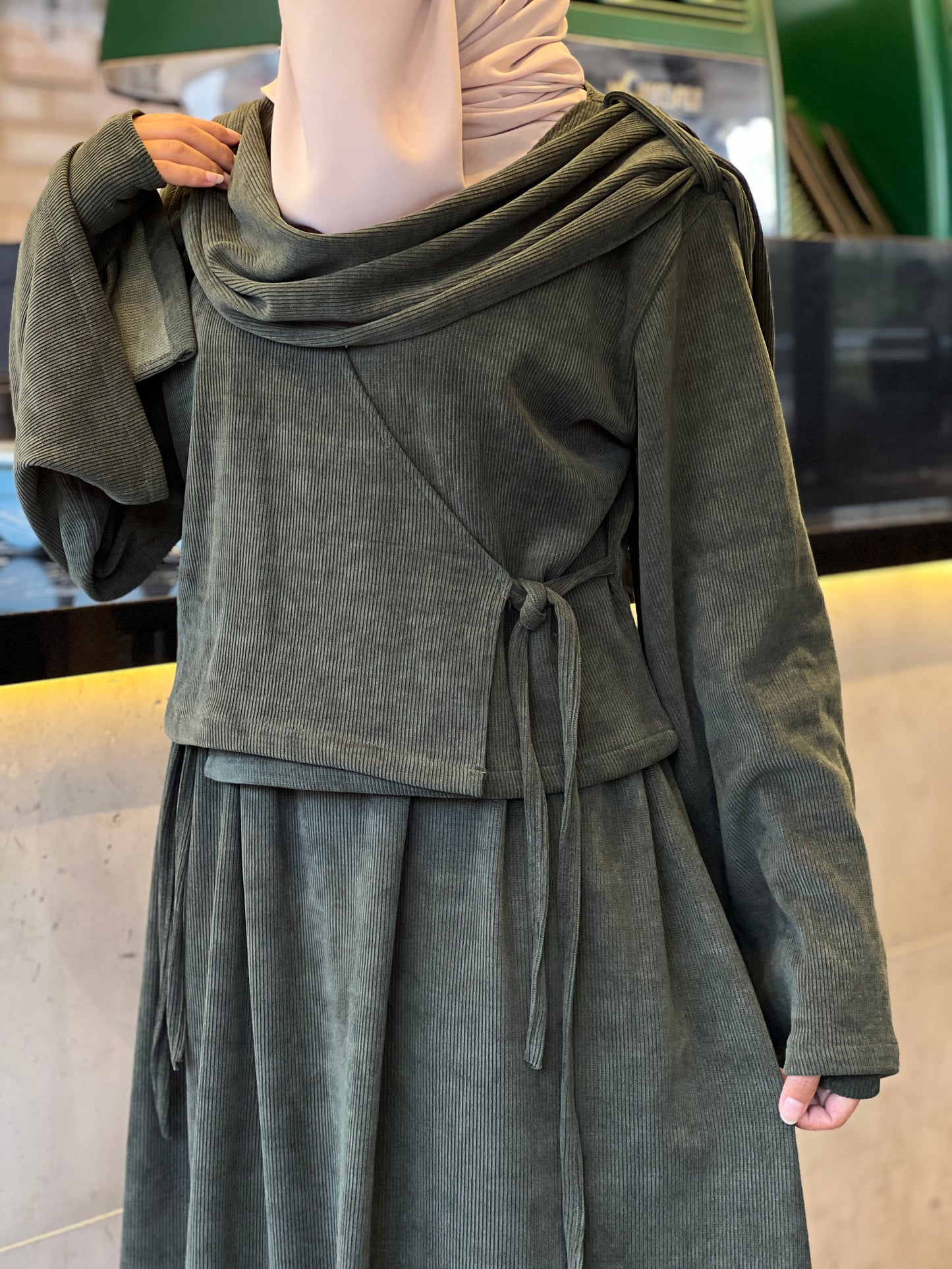 Ribbed Cotton Two-Piece Set | طقم قطن محتشم