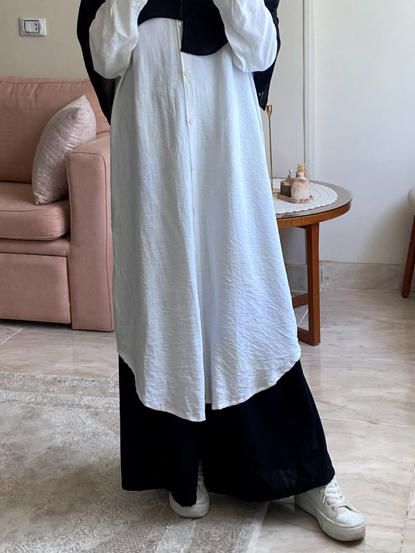 black Wide-Leg Maxi Pants | بنطلون واسع بكسرات اسود