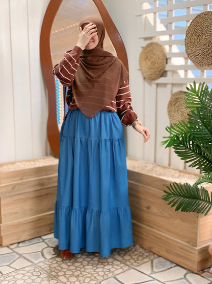Sky Layers Denim Skirt