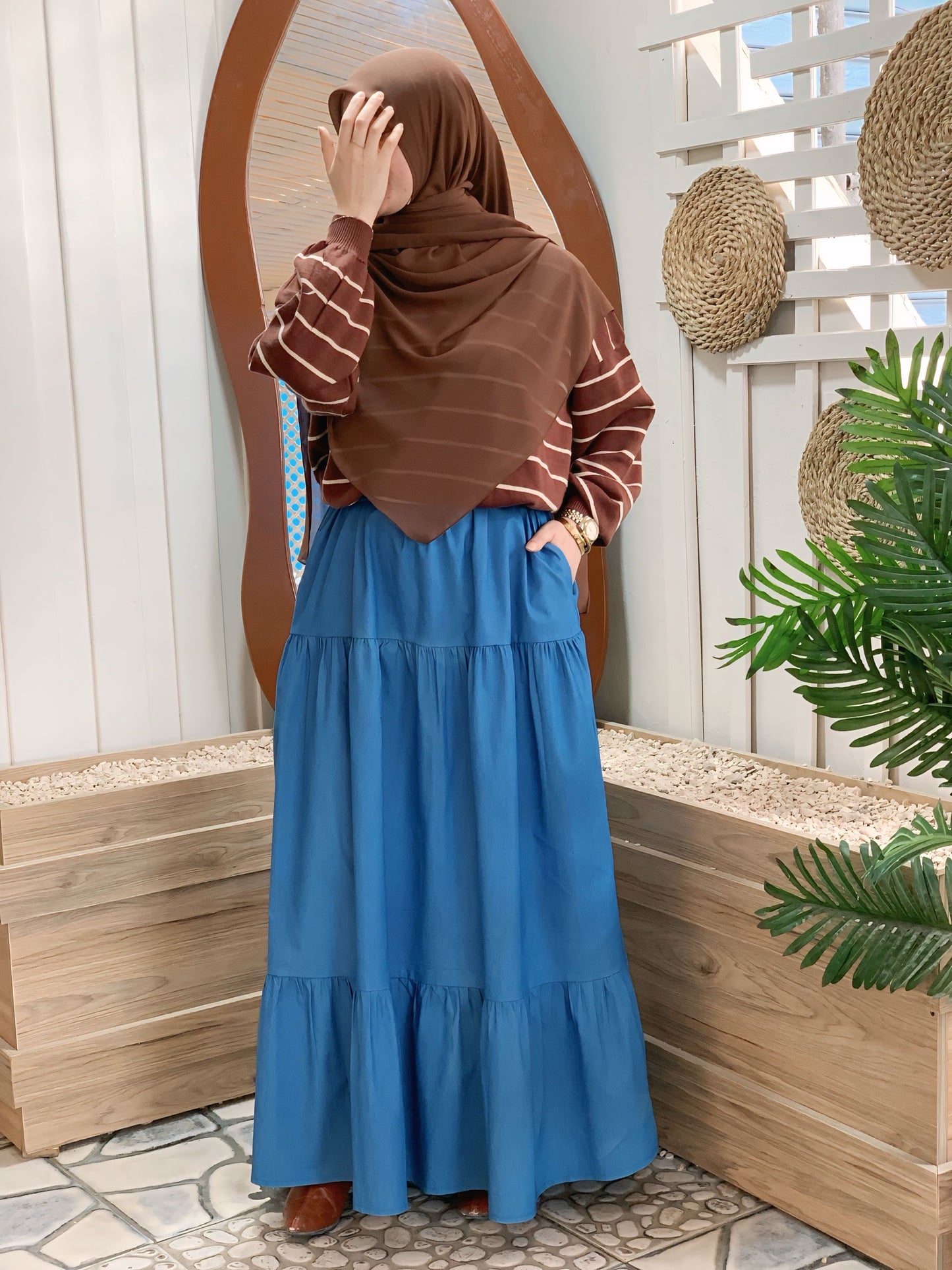 Sky Layers Denim Skirt