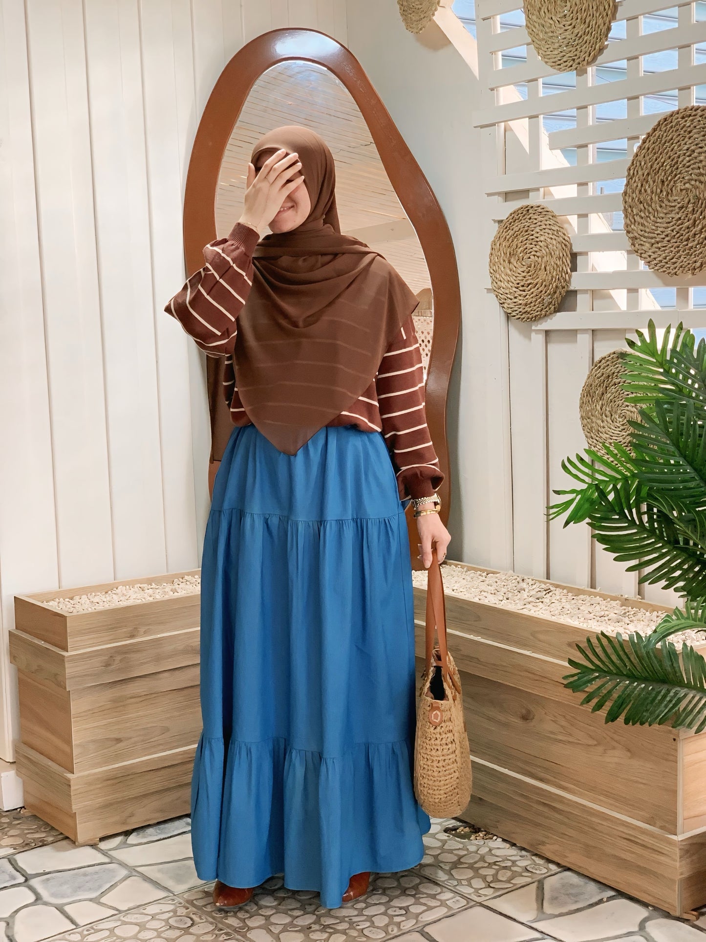 Sky Layers Denim Skirt