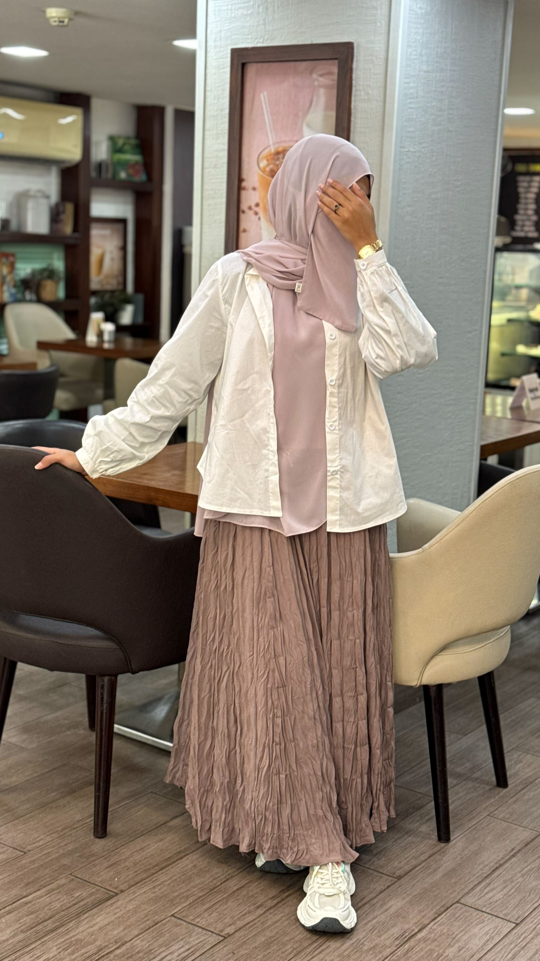 Crinkled Pleated Maxi Skirt