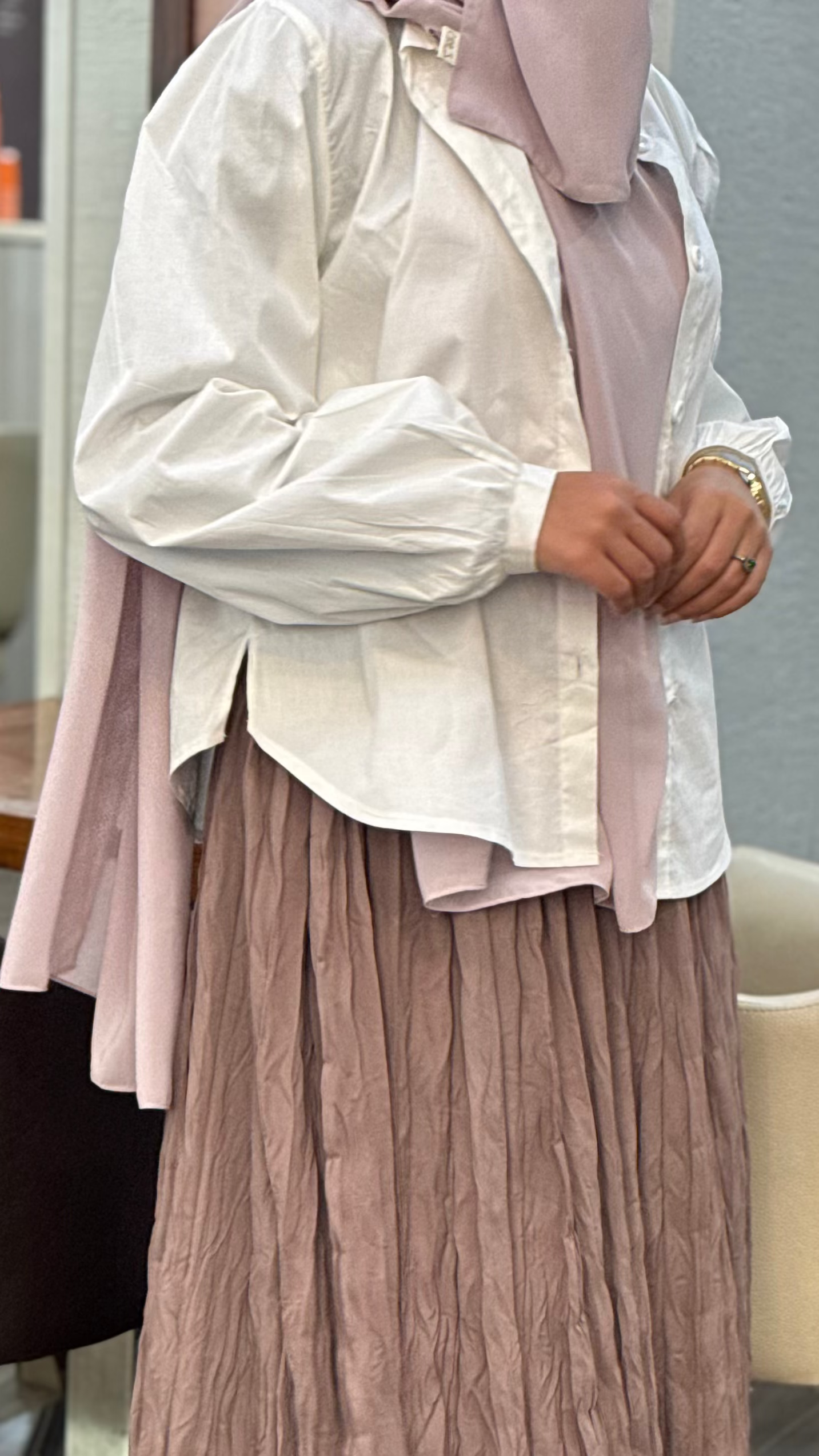 White Puff Sleeve High-Waist Blouse