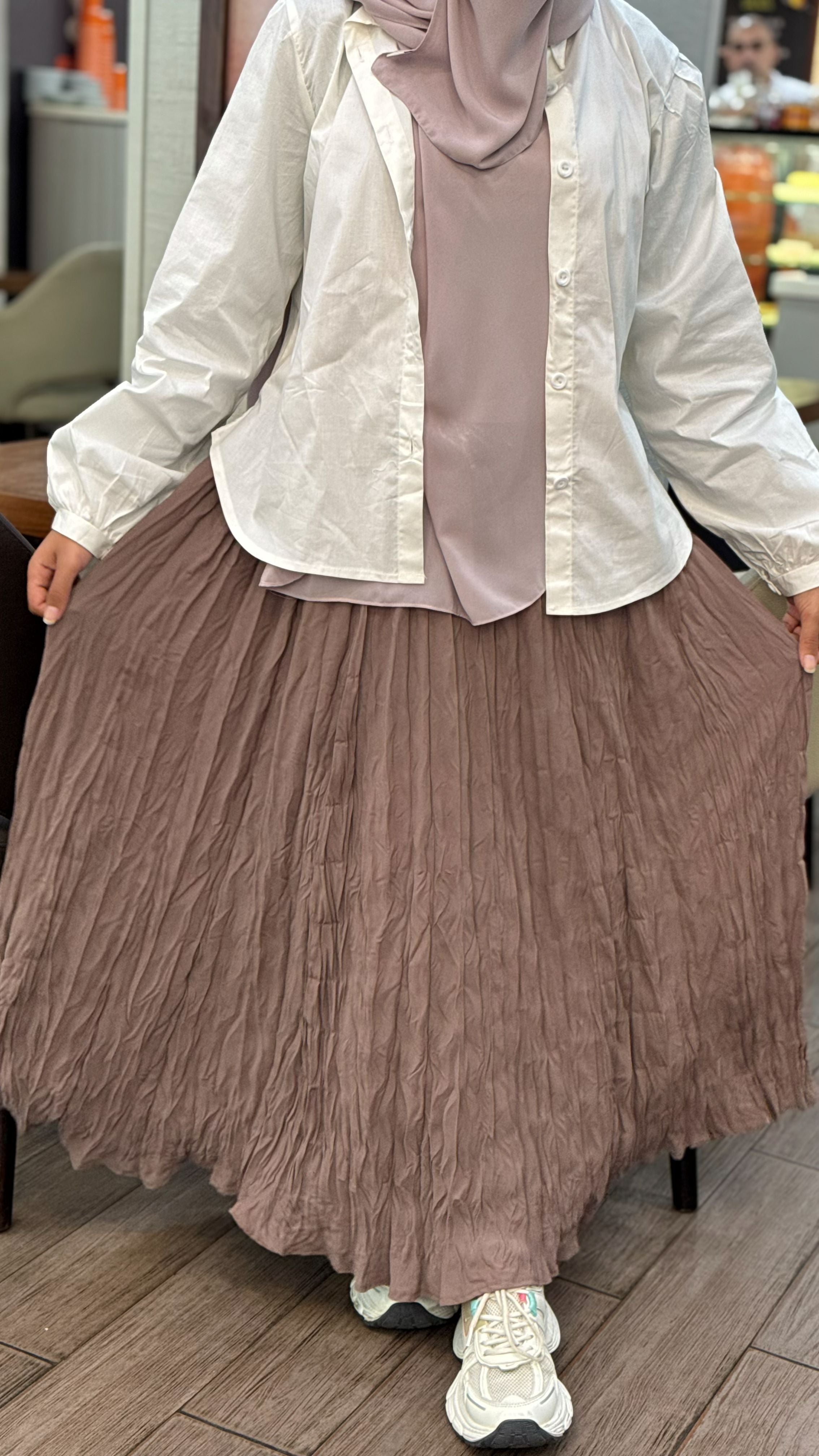 Crinkled Pleated Maxi Skirt