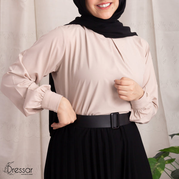Soft Café Blouse | بلوزة بيج محتشمة