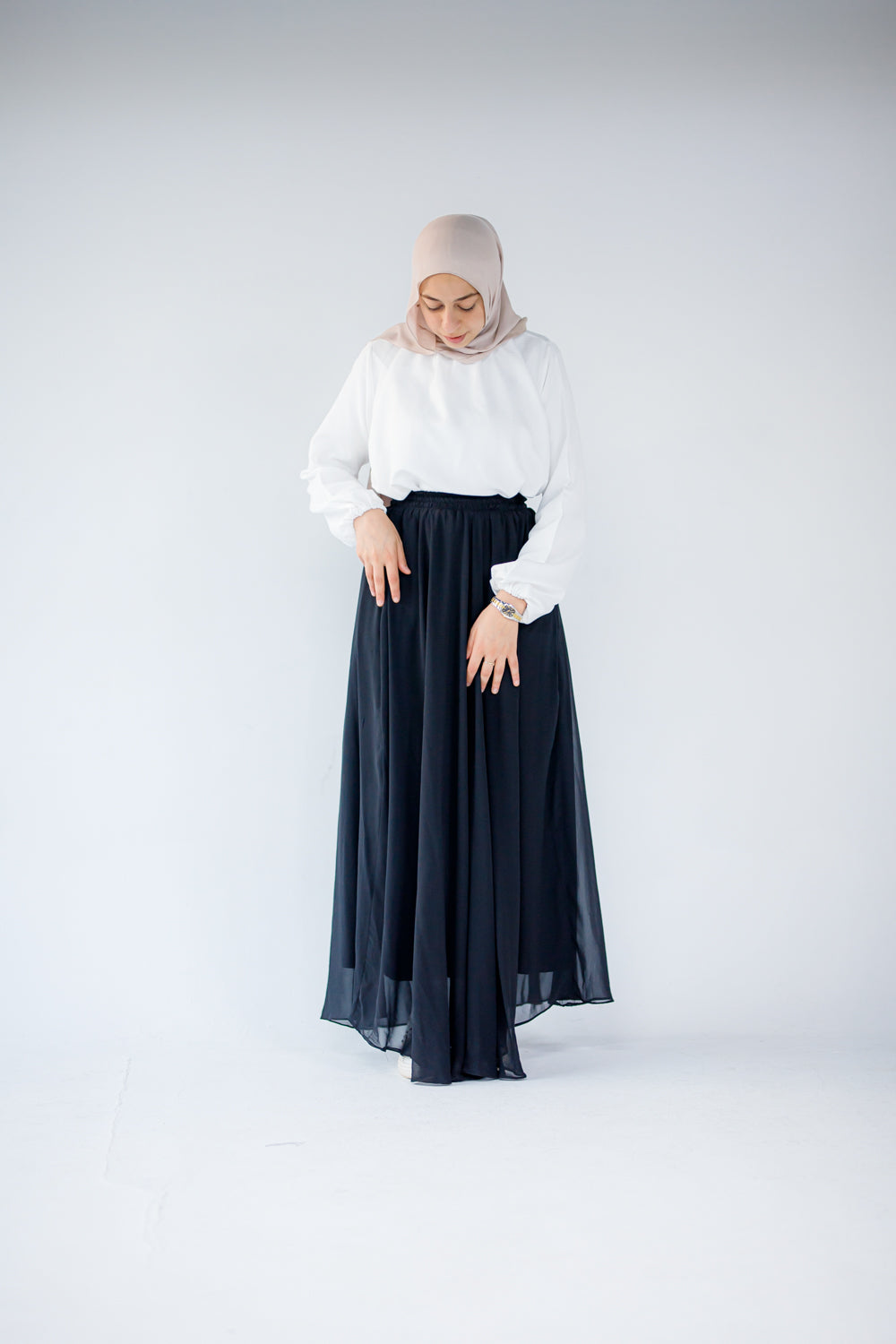 Maxi chiffon black skirt