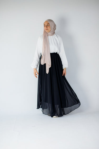 Maxi chiffon black skirt