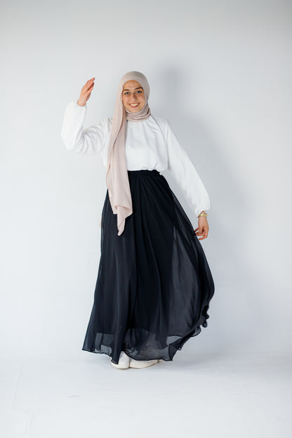 Maxi chiffon black skirt